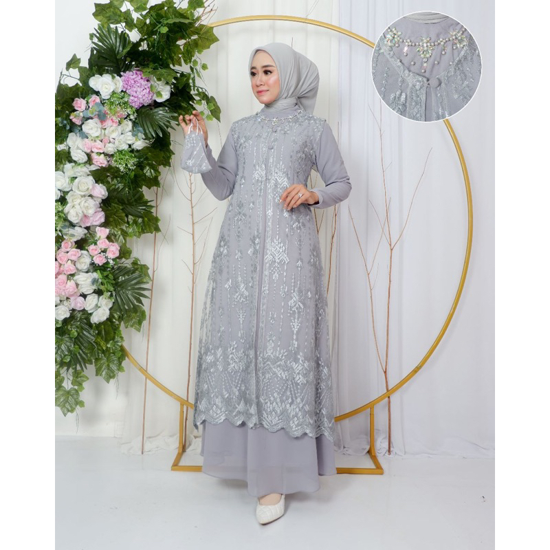 New Colection Dress Tille Mix Ceruty Premium Kombinasi Payet - Gamis Pesta Terbaru - Dress Pesta Wanita - Gamis kondangan - Dress Kondangan - Baju gamis terbaru - Baju dress terbaru - Gamis Modern - Dress Modern