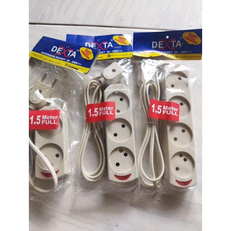 Dexta  Stop kontak.+Kabel gepeng lubang 2 3 4 panjang.1,5M/Dexta