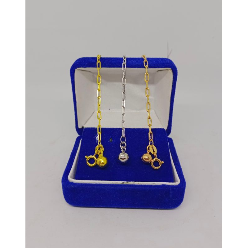 GELANG RANTAI MINI PAPER CLIP + 1 BEL +1 LOVE / GELANG PERAK ASLI SILVER 925 LAPIS EMAS/ GELANG FASHION WANITA TERBARU