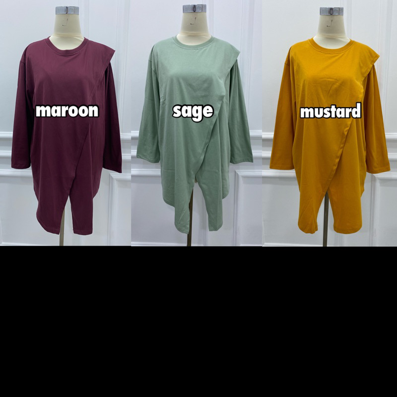 NADA TOP KAOS COMBED 30S OVERSIZED ASYMMETRICAL COMFY DAILY ATASAN