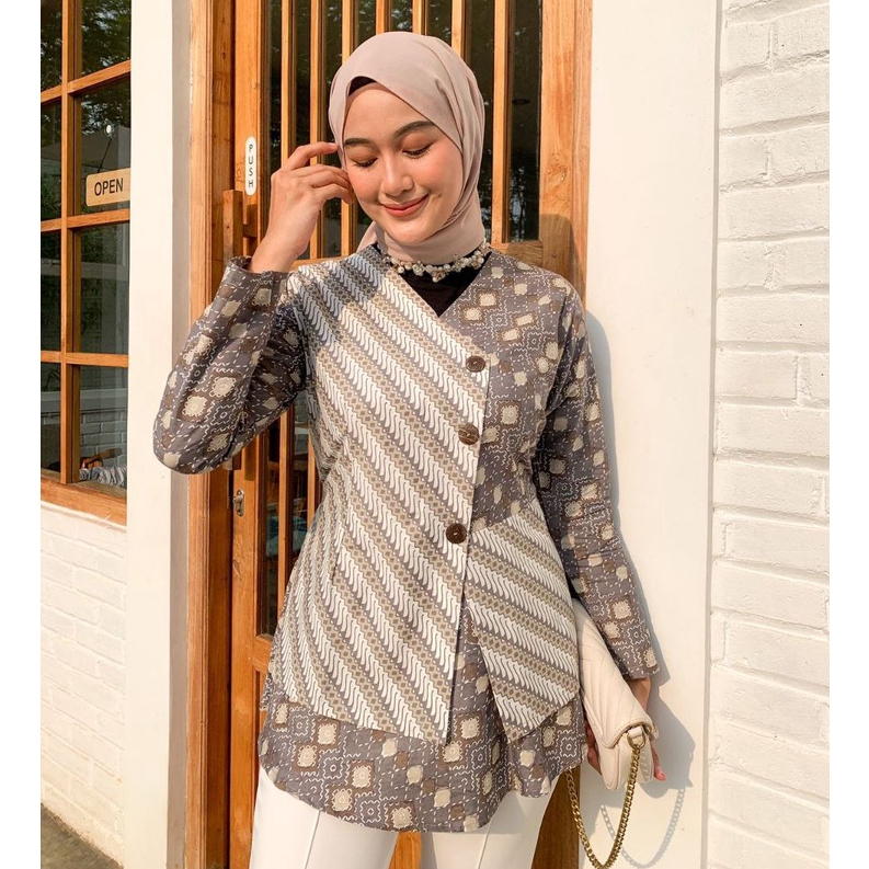 Baju Batik Wanita Modern Atasan Batik Kerja Wanita Blouse Batik Kantor Seragam Batik M L XL XXL