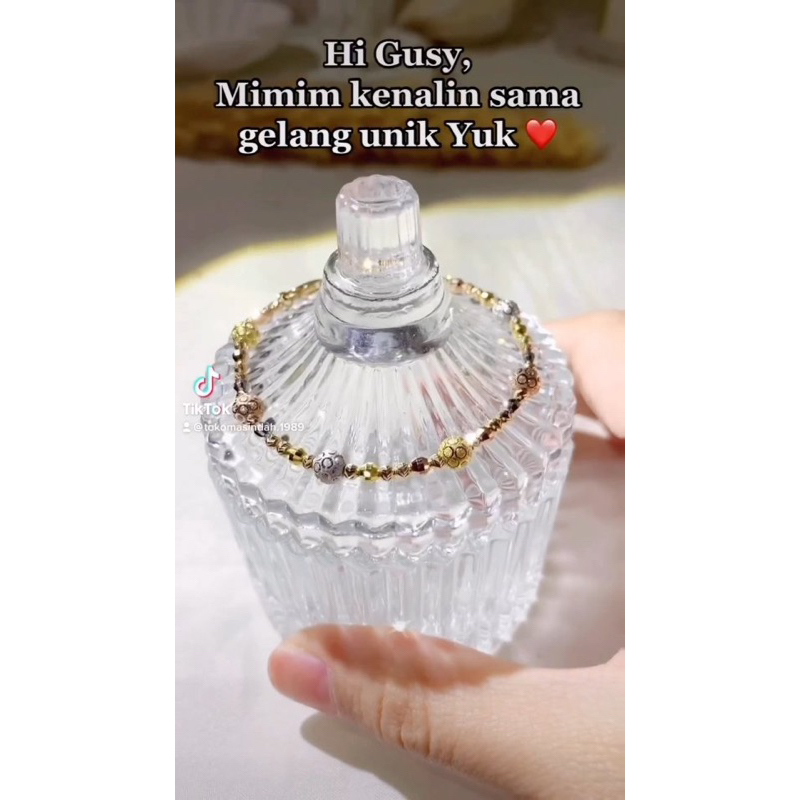 Gelang serut bola warna combinasi kadar emas 70%