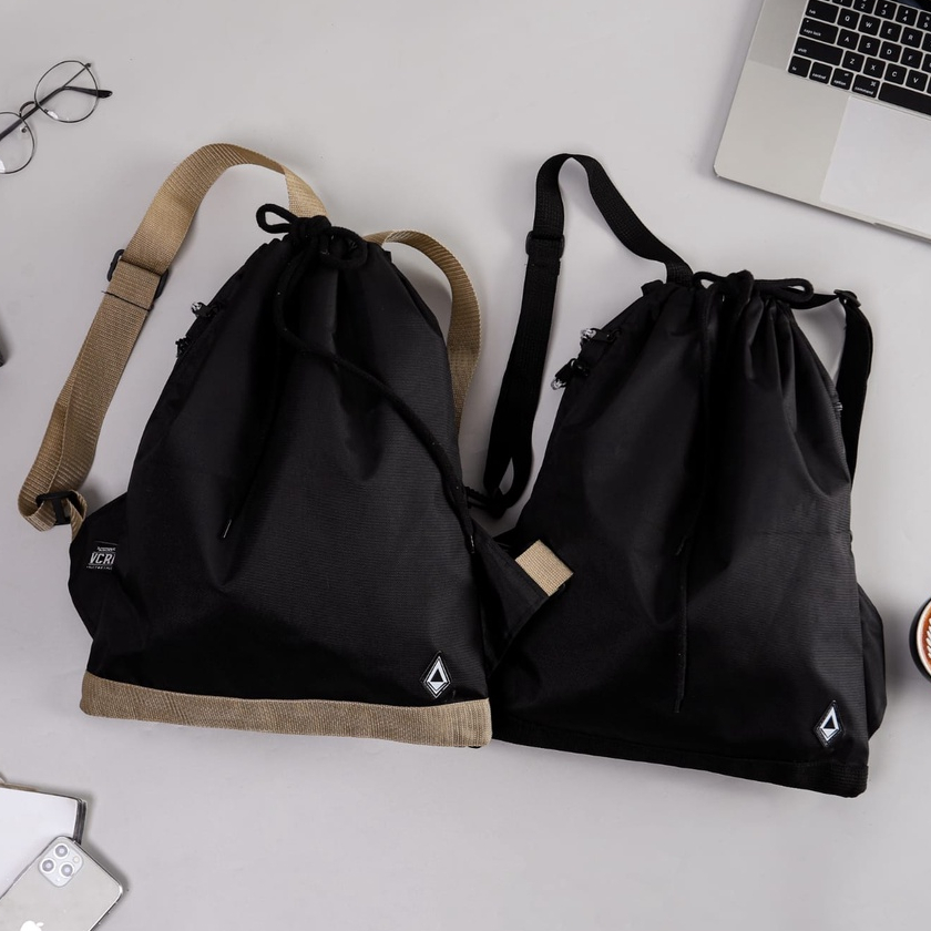 VCRL - String Bag / Tas Serut Tas Olahraga Pria Wanita Futsal Bahan Kanvas Motif Polos