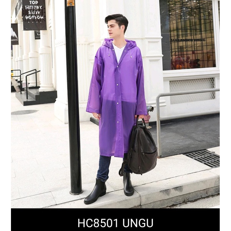 jas hujan hodie pria dan wanita / biru dan ungu