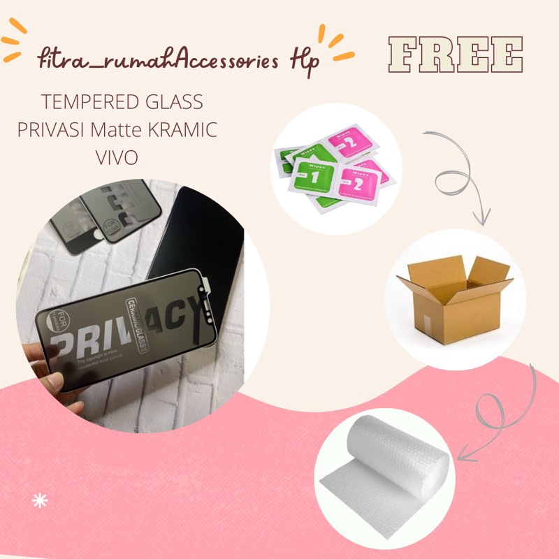 TEMPERED GLASS HP PRIVASI ANDROID VIVO Y50 V15 Y35 T1 V23 V25 Y91 Y16