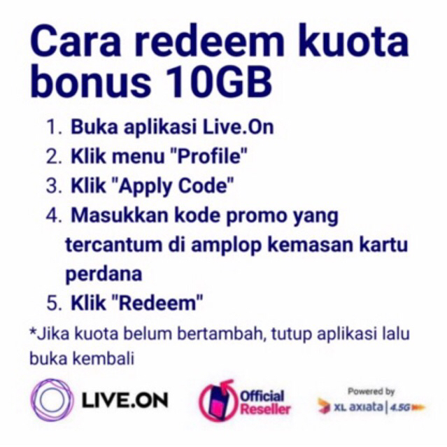 Kartu Perdana XL Live On 100Gb Power Full+ 30 Hari 24Jam Non stop