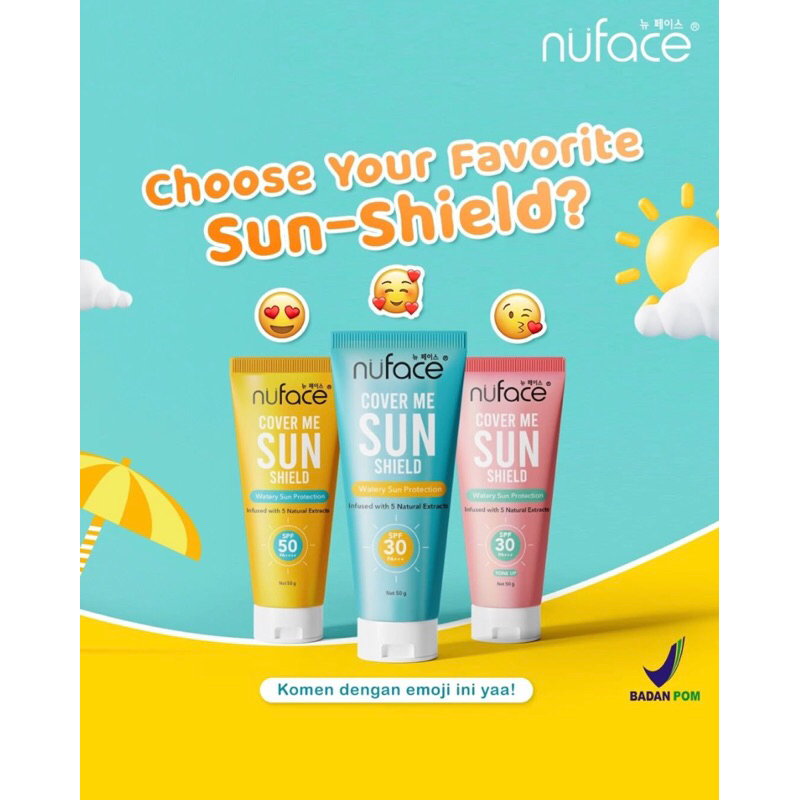 [BISA COD] Nuface Cover Me SunShield Watery Sun Protection - Sunscreen Nuface - Nuface Sunscreen - Nuface Sunshield