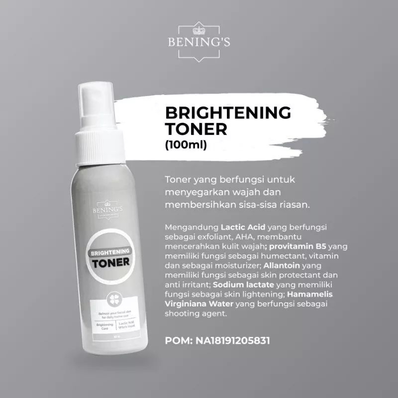 TONER BRIGHTENING | ACNE | EXCLUSIVE BENINGS SKINCARE