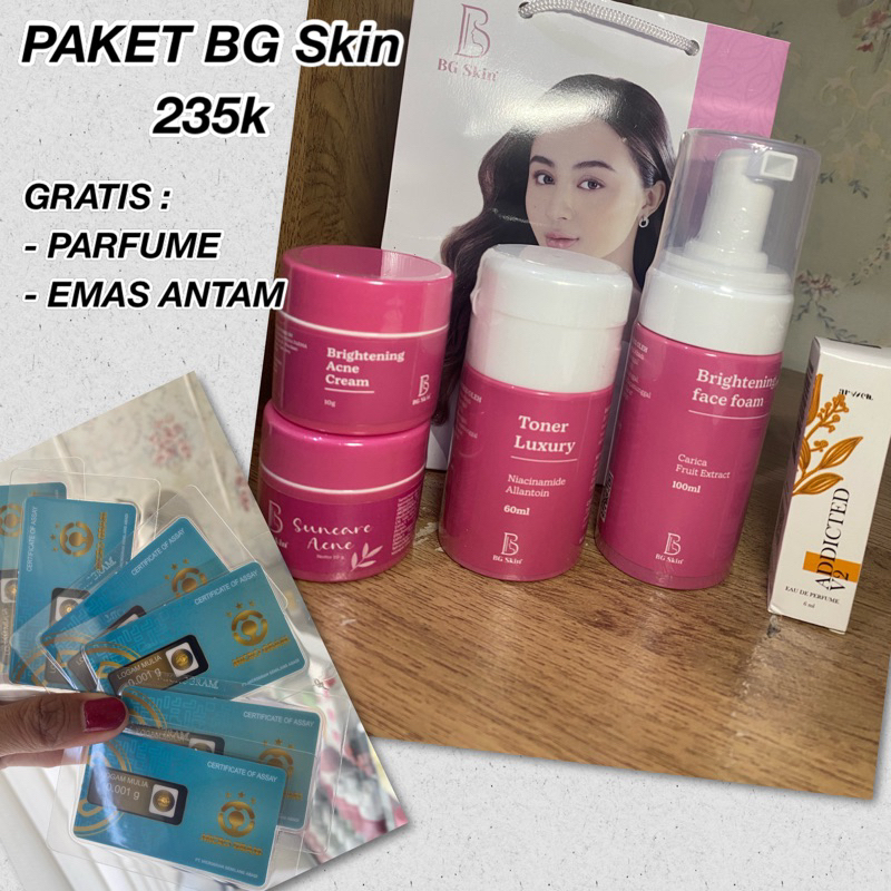GRATIS EMAS ANTAM , PAKET BG SKIN , BEAUTY GLOW kemasan baru PREMIUM , PAKET BEAUTY GLOW , paket bea