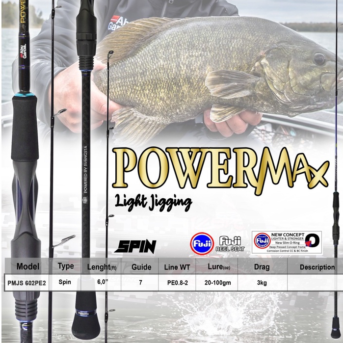 Joran pancing spinning light jigging abu garcia power MAX/602/PE 0,8 - 2