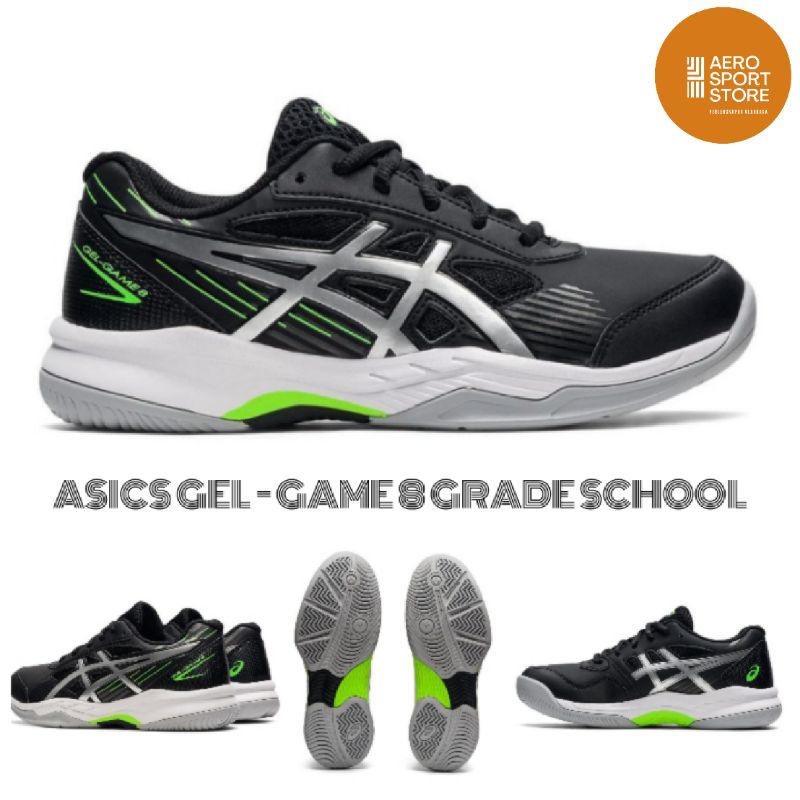 [ SEPATU TENIS LAPANGAN ANAK ANAK ASICS GEL - GAME 8 GRADE SCHOOL / BLACK ORIGINAL ]