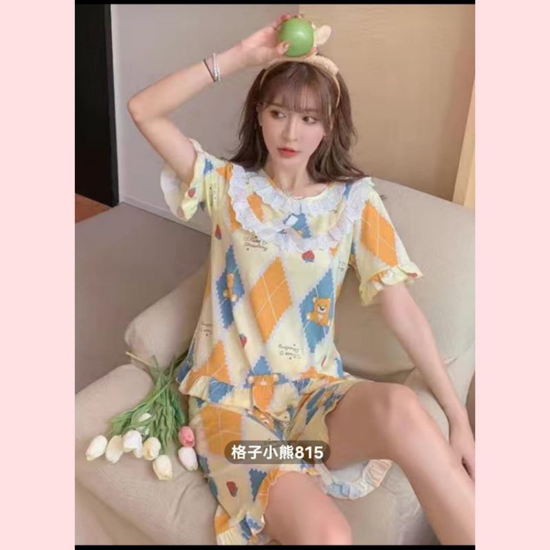 Baju tidur wanita 3/4 import renda / piyama wanita renda soft