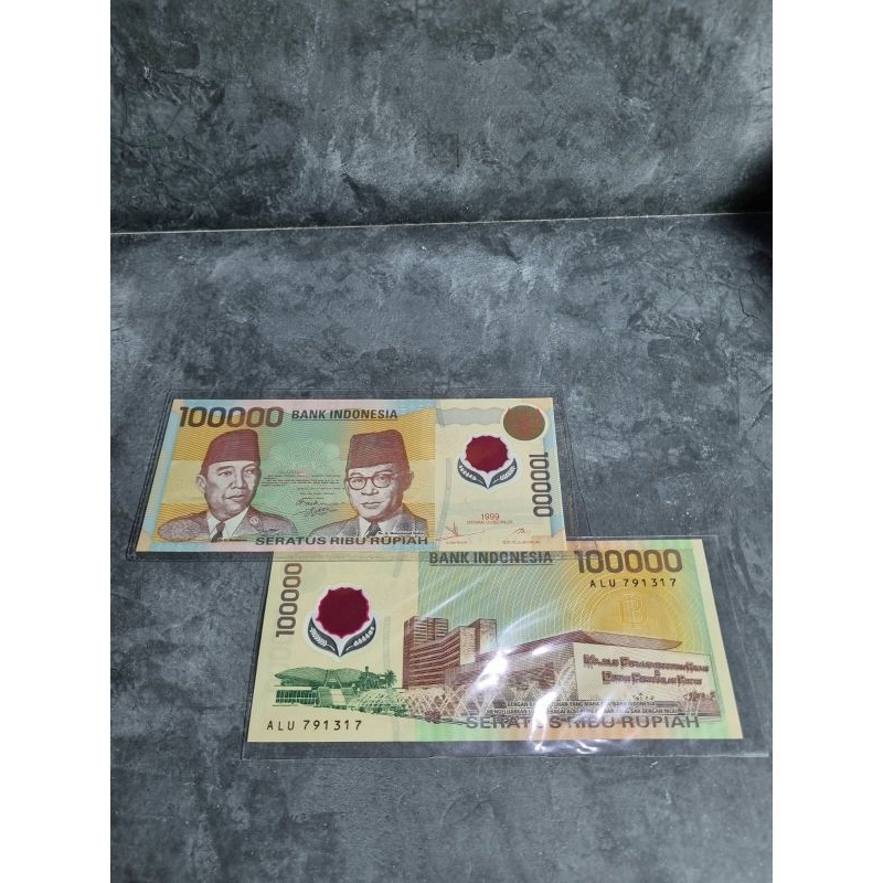 uang kuno 100000 100ribu polymer plastik tahun 1999