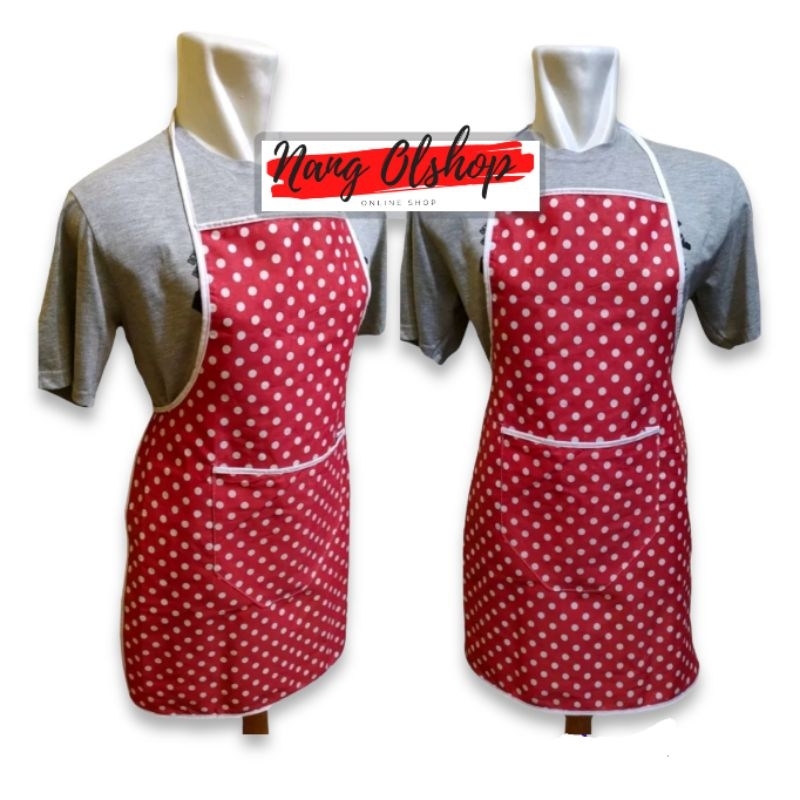 Celemek Masak Motif Polkadot / Apron Masak Dewasa Murah Bisa COD / Celemek Masak Dewasa Uk75x50cm Murah