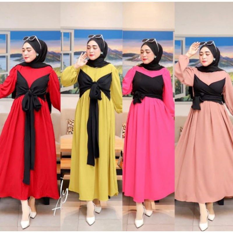 Gamis lesty viral bahan crincle airflow