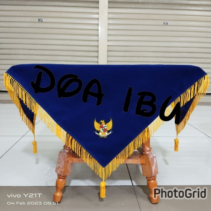 

best seller alas baki upacara bendera alas baki paskibra pake rumbai warna biru