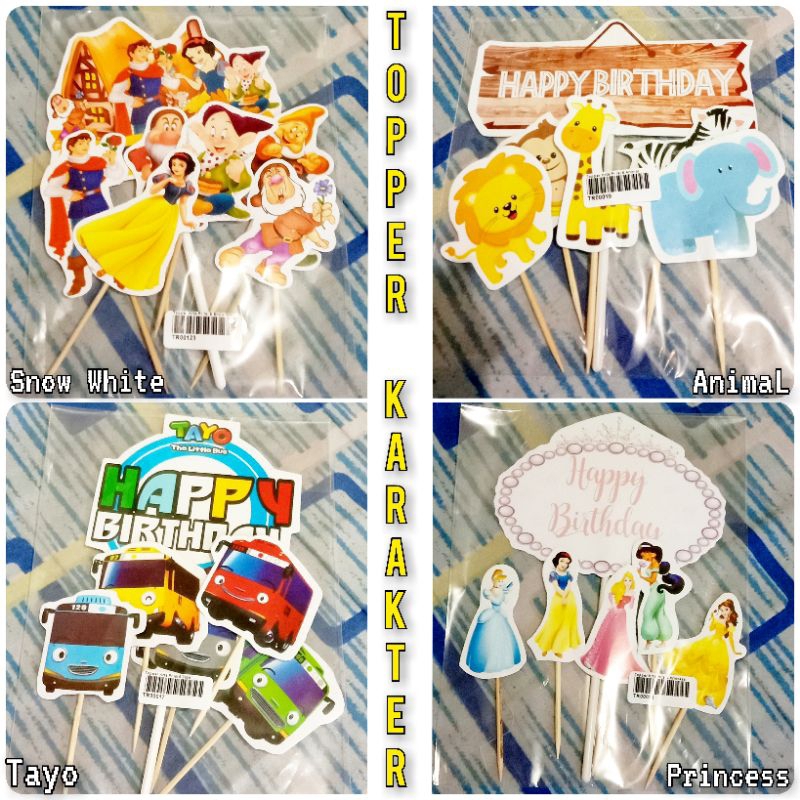 

TOPPER KARAKTER HAPPY BIRTHDAY 1 SET / HIASAN KUE ULTAH / TOPPER KHITAN / LILIN ULTAH