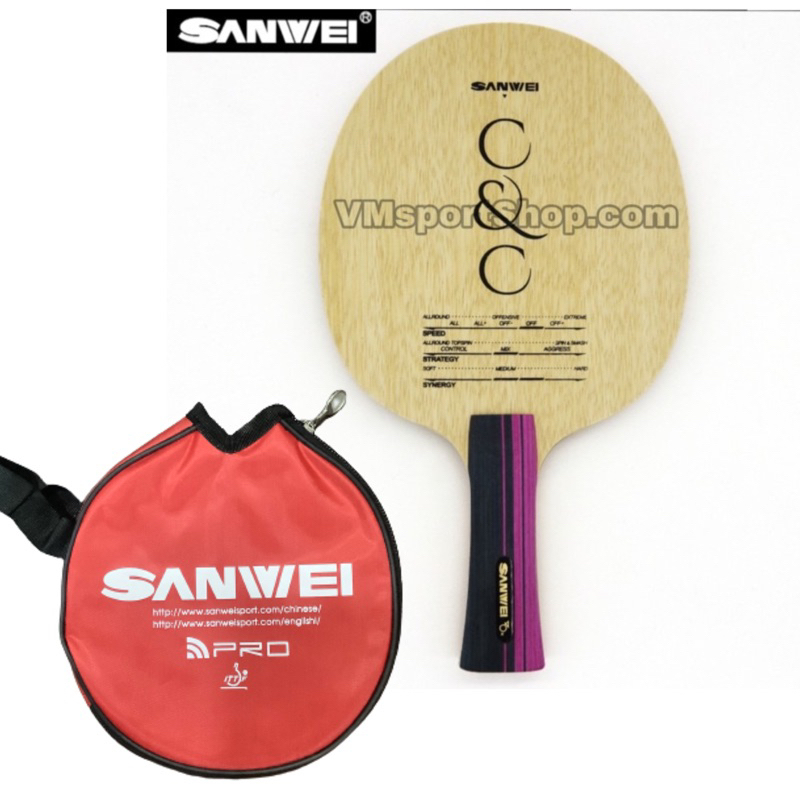 Sanwei C&C - Kayu Blade Bet Pingpong Tenis Meja Carbon CC