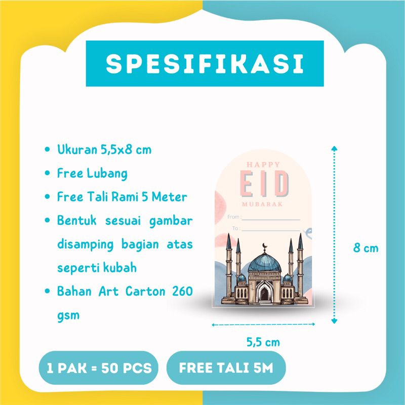 (50 pcs FREe Tali) Hangtag exclusive Idul Fitri, Hangtag Ramadan Eid Series