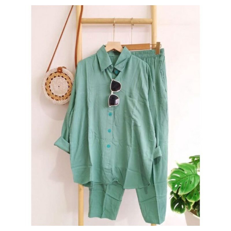 SIAP KIRIM! ONE SET SUPER JUMBO XXXXXL LD120-140 SLEEPWEAR daily piyama polos katun rayon viscose ORIGINAL