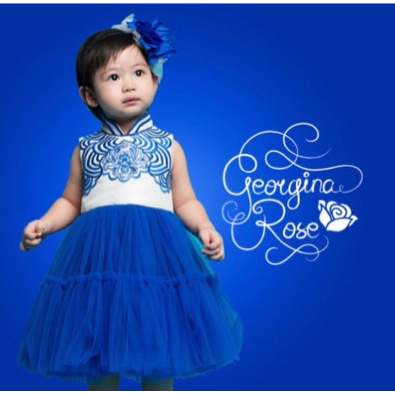 Preloved Georgina Rose Party Dress Baju Pesta CNY Qipao Birthday Photoshoot Anak Cewek Girls Size 5