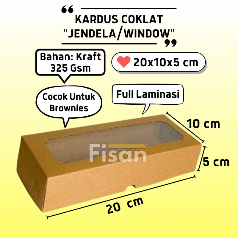 

Kardus Kraft Window Jendela Dus Box Kotak Brownies Kue Roti Makanan 20x10x5 cm