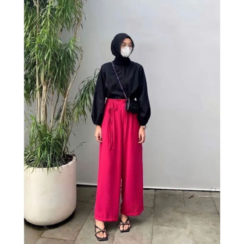 Celana Kulot Crinkle Airflow Premium | celana kulot | celana polos | celana rayon | celana crinkle p