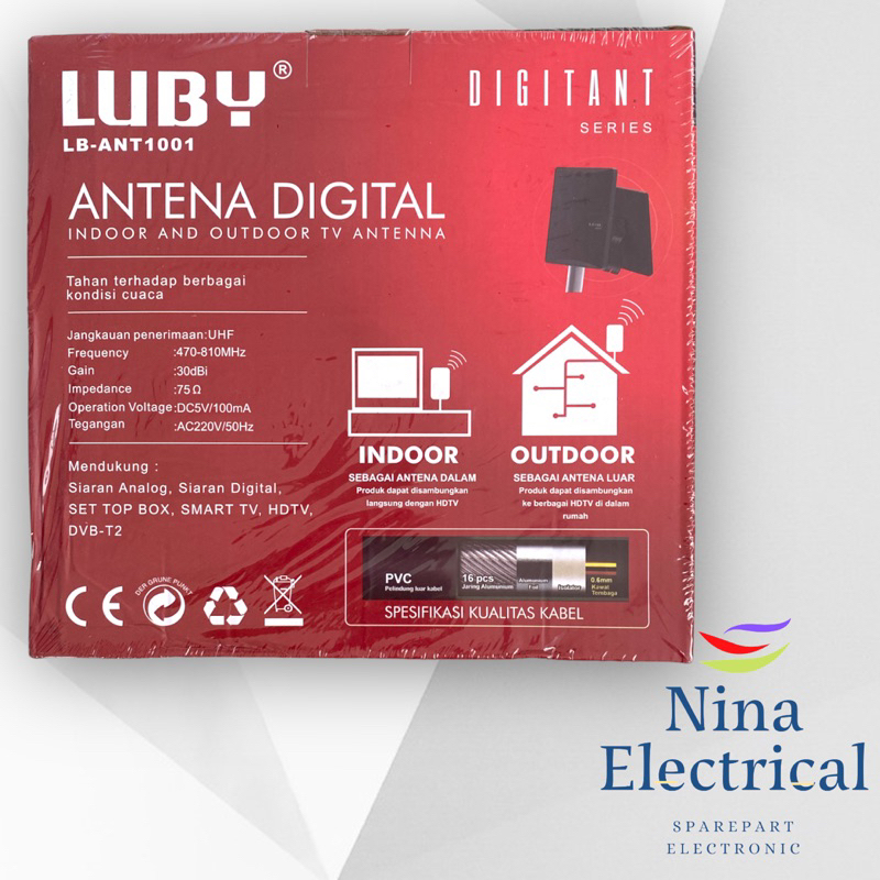 ANTENA INDOOR OUTDOOR LUBY ANT 1001 / LUBY ANT 1002 PANJANG 12 METER SMART CHIP