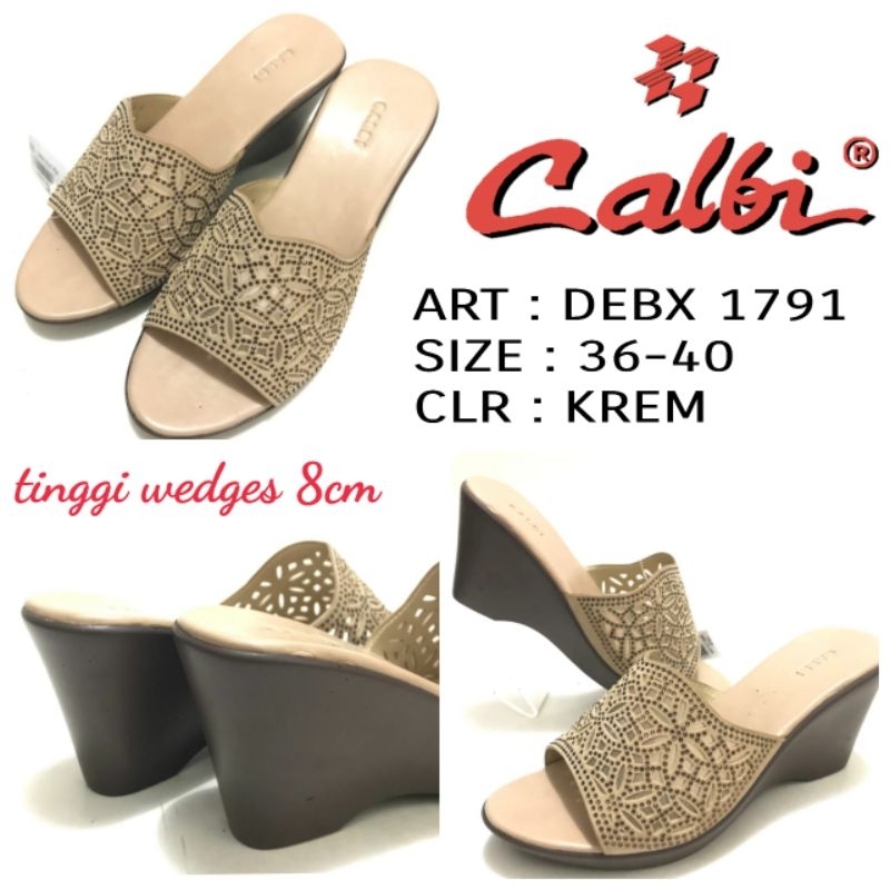 SANDAL WANITA SELOP HEELS BY CALBI DEBX 1791 COKLAT 100% ORIGINAL SIZE 37-40