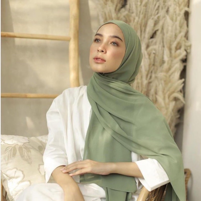 Pashmina Ceruty Sage Green Pashmina Polos sage