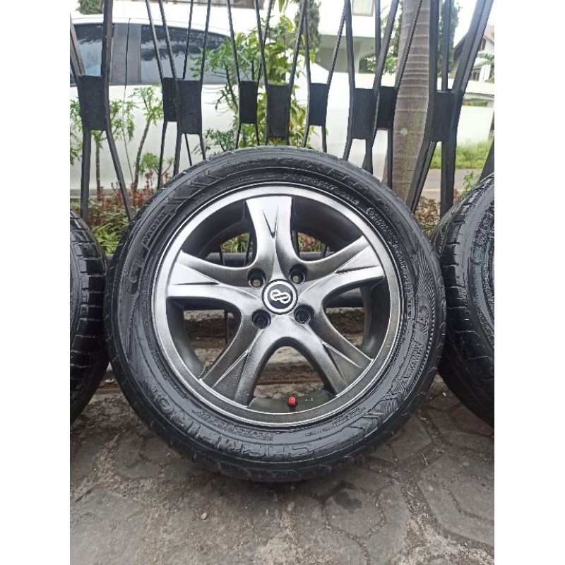 4 velg R15 PCD 100+Ban 185/55 brio calyansigra agya ayla datsun vios jazz yaris etios karimun lova sirion ignis civic classy