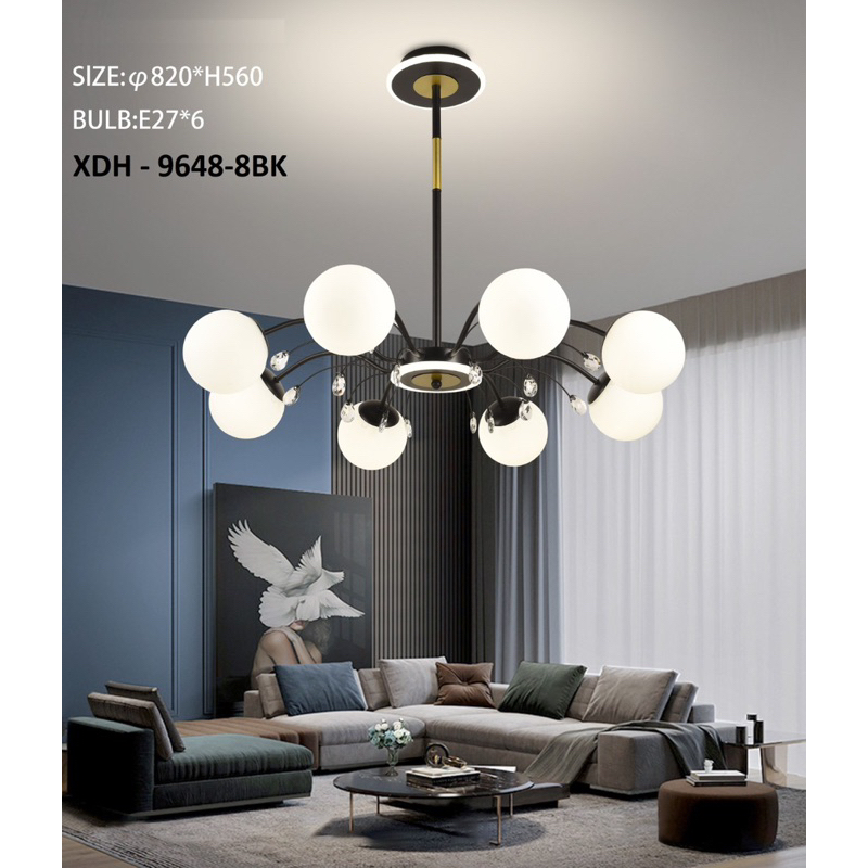 ✨Garansi &amp; Logistik cepat✨ Lampu Hias Gantung RuangTamu Kristal Chandelier Nordic Mewah Modern  Kamar Tidur Restoran E27 XDH 9648