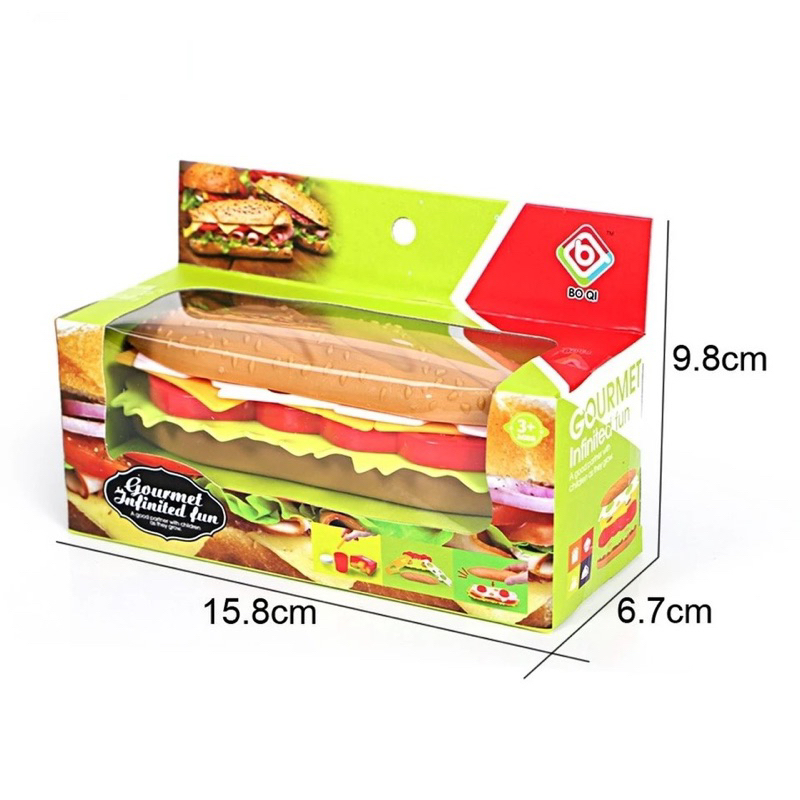 Fastfood Toys Stacking Burger Sandwich Hotdog Masak Masakan Roti Mainan Menyusun