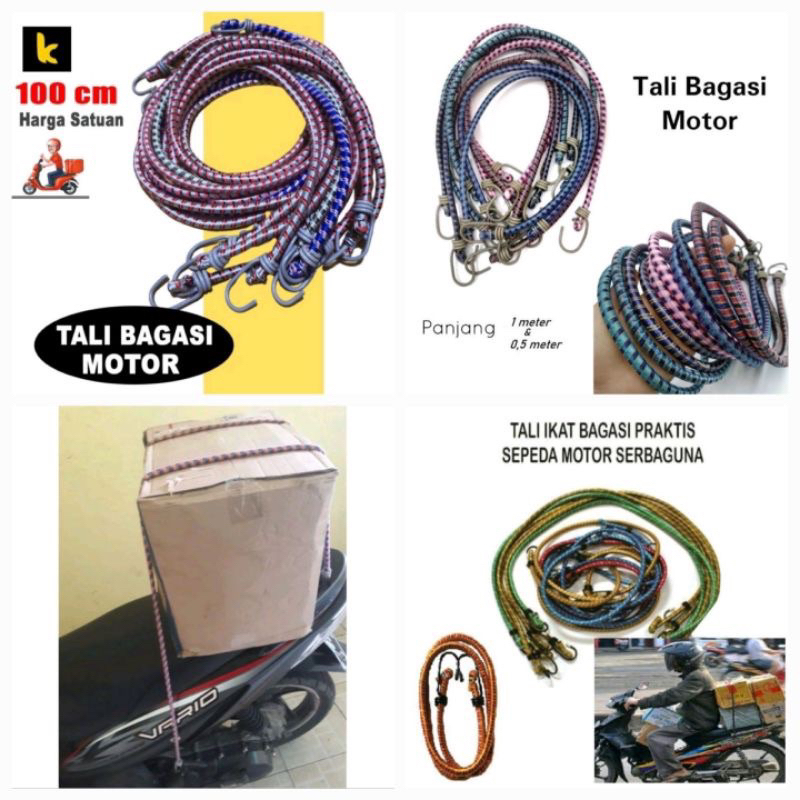 Tali Bagasi Motor atau Sepeda Kait Karet Elastis Kuat Tahan Lama Pjg 60 &amp; 100 CM