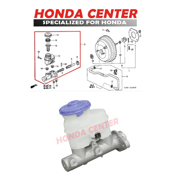 master sentral central rem brake master BM assy honda odyssey ra6 2001 2002 2003 46100-S3N-003