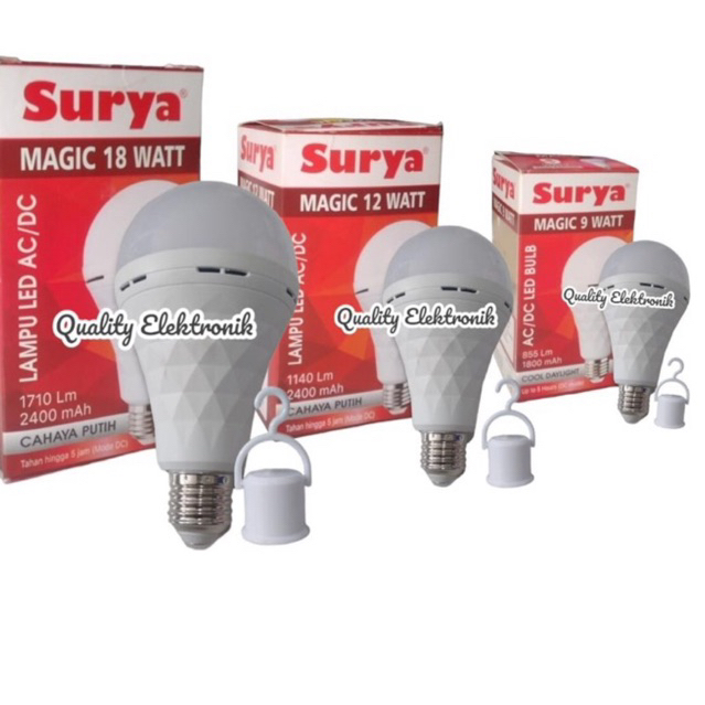 LAMPU LED EMERGENCY AC DC 9watt 12watt 18watt SURYA MAGIC BISA NYALA SAAT LAMPU MATI