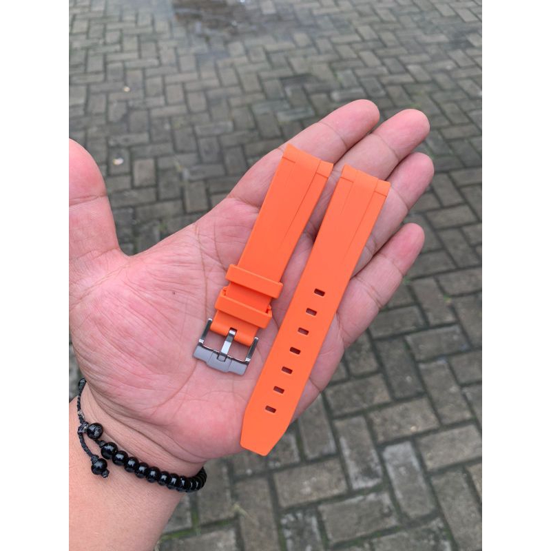 Strap Tali Jam Tangan Rolex Rubber Oren Size 20mm