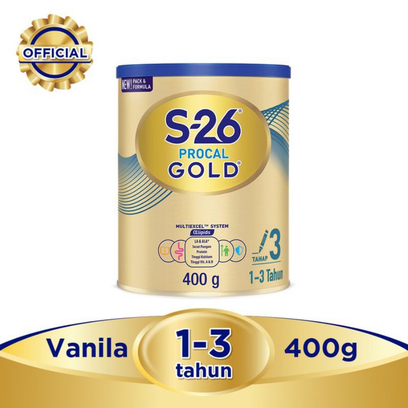 S-26 Procal Gold Tahap 3 Susu Pertumbuhan Anak 1-3 Tahun Vanilla 400gr / 900gr