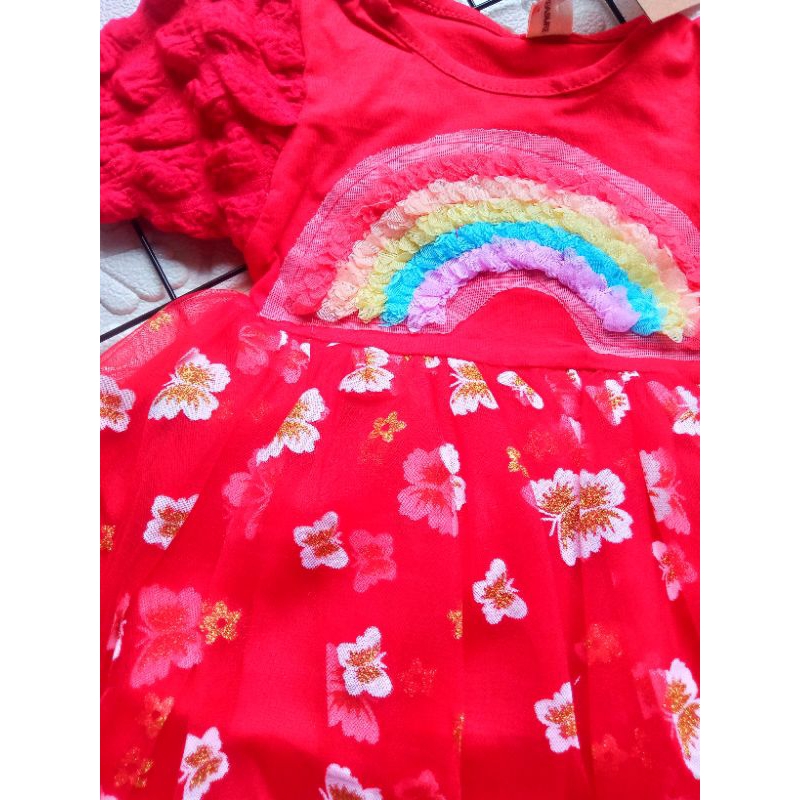 [0-5th] DRESS TUTU ANAK GAUN PESTA DRESS TILE ANAK IMUT MOTIF RAINBOW PELANGI DRESS TUTU ANAK IMPORT PREMIUM MEWAH ORIGINAL