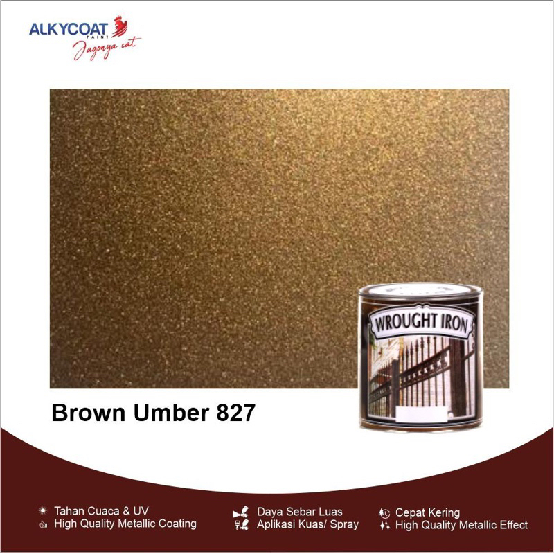 CAT BESI TEMPA WROUGHT IRON / Cat Besi / Cat Pagar Besi Wrought Iron 0.9 Liter  - (Brown Umber 827)