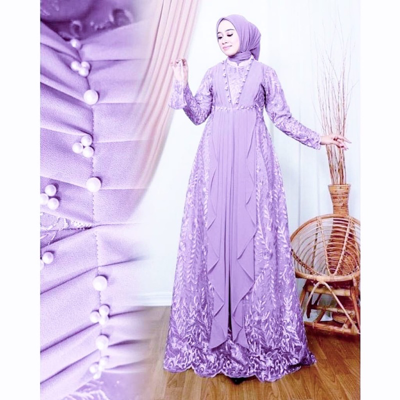 Gamis Rania Kebaya Brukat Premium Terbaru Baju Wanita Jumbo Seragam Pesta Mewah Modern