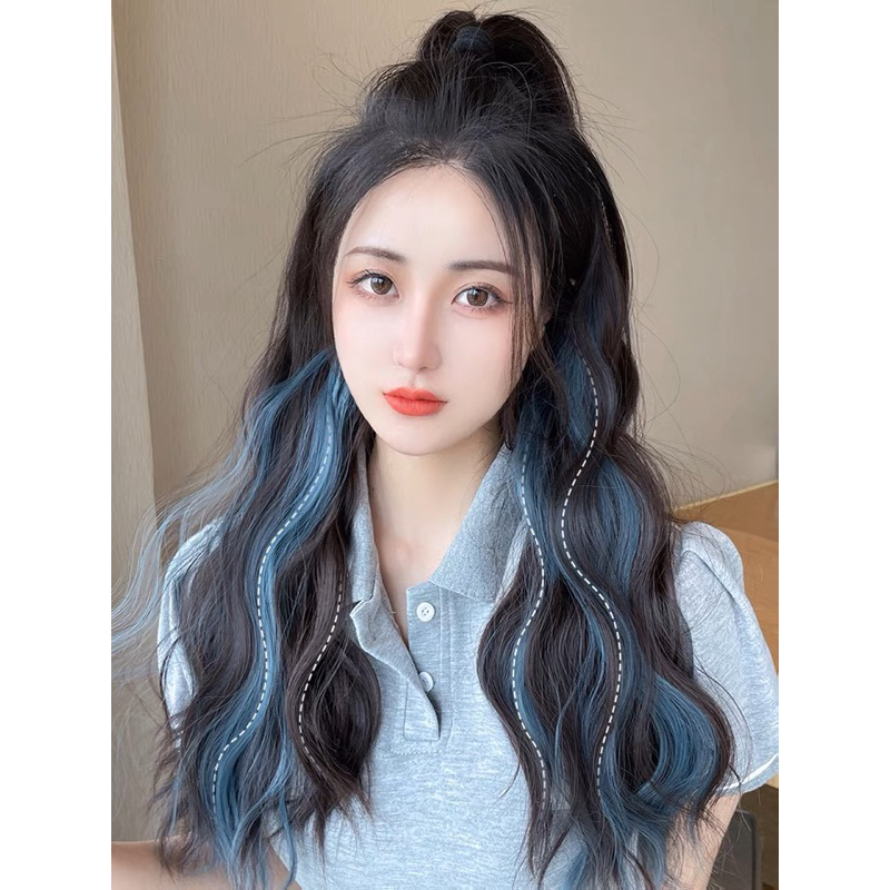 V1220 u clip hairclip V clip biglayer korea 60 cm highlight blue &amp; polos u clip u shape