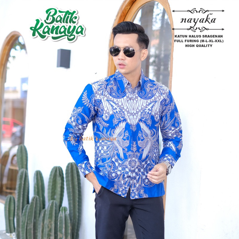 NAYAKA Baju Batik Pria Full Furing Bahan Katun Sragenan