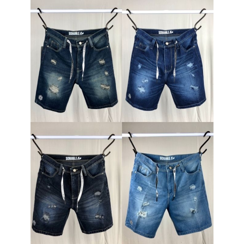 NEW celana pendek jeans sobek original scrabble