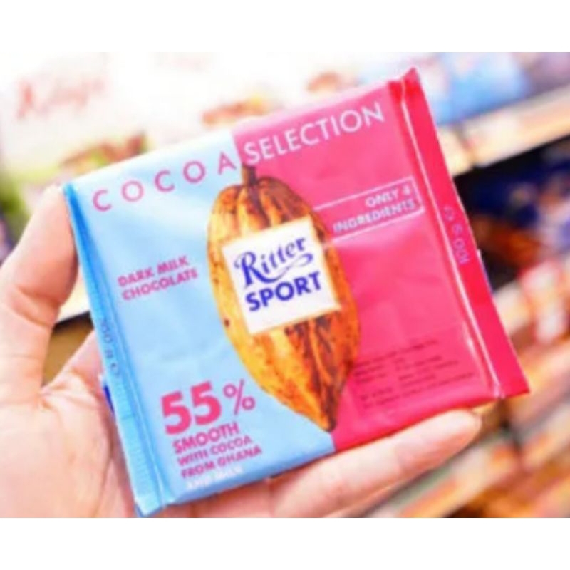 

Ritter sport 55% Dark milk chocolates 100 gr