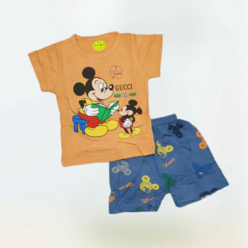 Piyama Organik HP Import 1-3 Tahun Motif Mickey Gucci