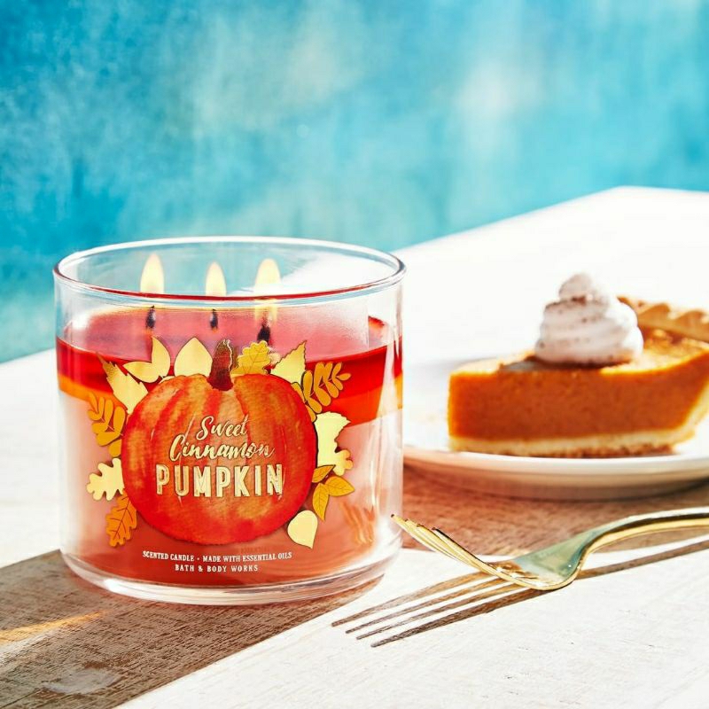 BATH AND BODY WORKS BBW SWEET CINNAMON PUMPKIN 3 WICK CANDLE 411 G