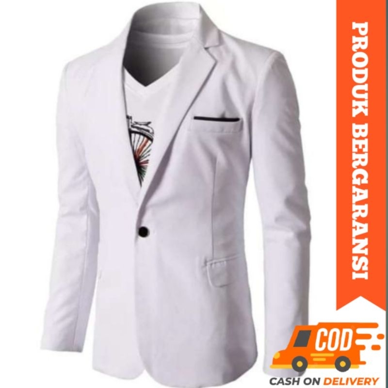 Jas Pria Putih  Setelan Jas Blazer Formal Slimfit Premium