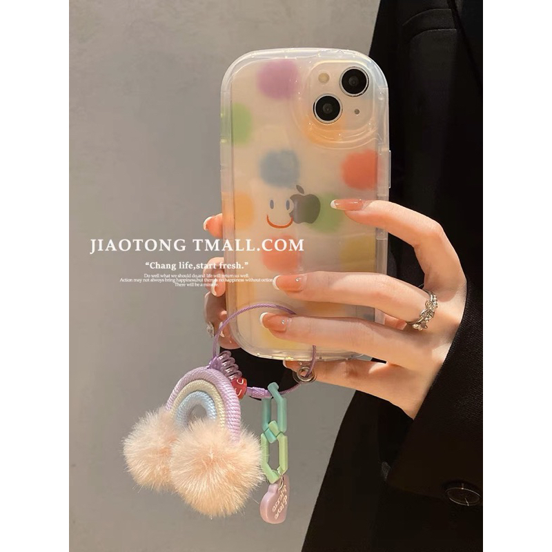 Rainbow Pom Pom Softcase Casing Case HP Lucu iphone XS XS Max XR 11 Pro Max 12 Pro Max 13 Pro Max 14 Pro Max