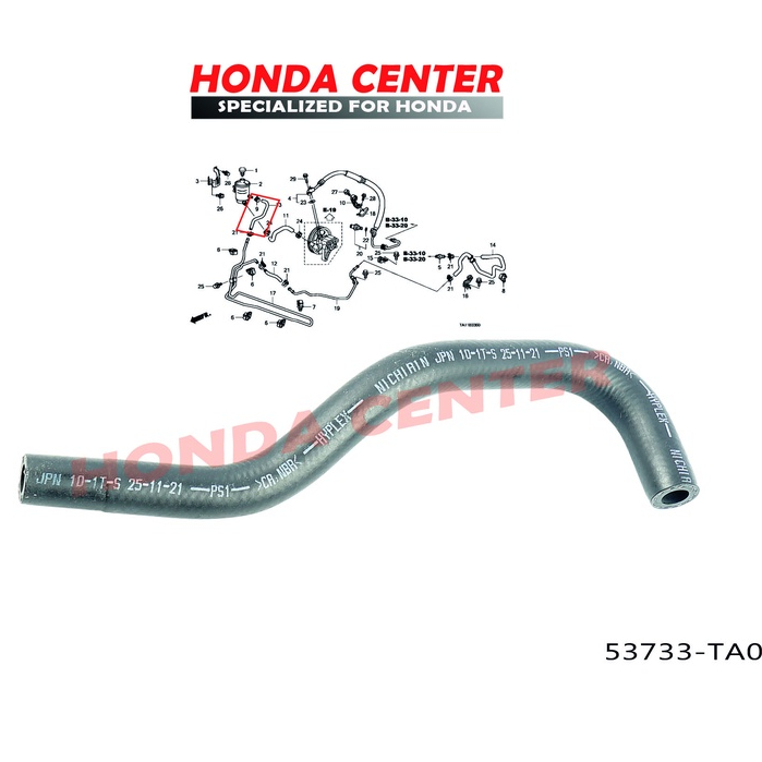 selang slang hose oil tank dari tabung minyak power stering steering ke pipa besi selang return balik honda accord cp2 2008 2009 2010 2011 2012 53733-TA0